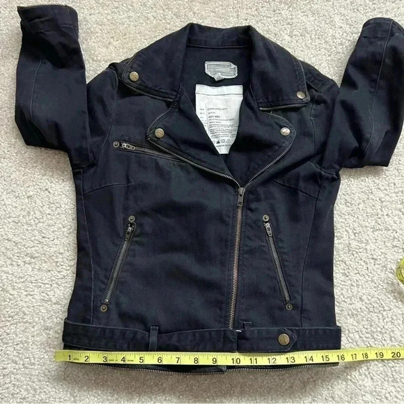 Current/Elliott Current Elliott The Zipper Edge Biker Moto Jacket Night Wash 0 - Picture 11 of 16